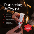 Fast-acting clotting gel for pet nail trims and minor cuts, a first aid kit essential.