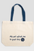 Beige tote bag with blue handles, text 'My pet asked me to grab this' and VF logo, pet-themed design